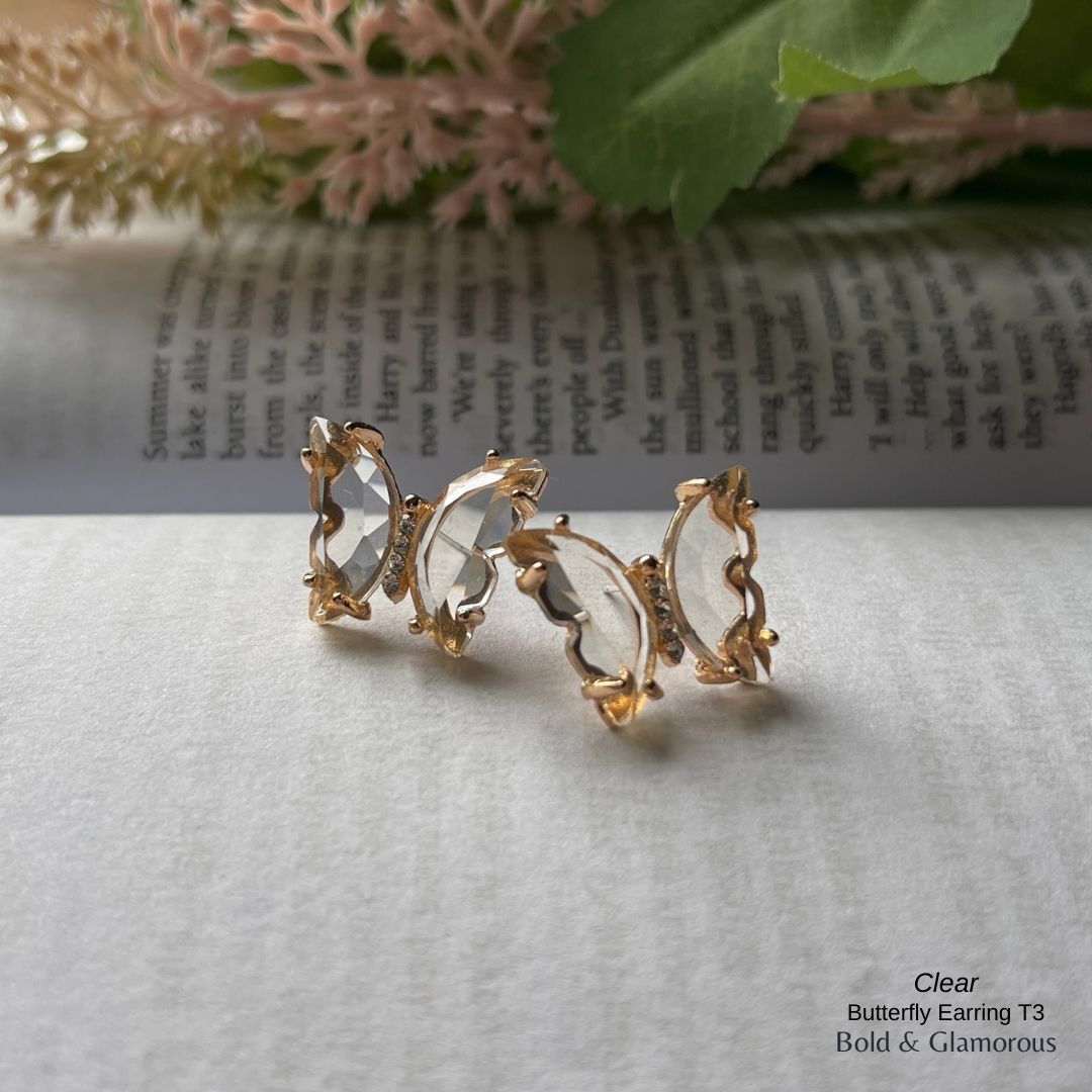Butterfly Earrings | Type 3 | BPTE3 | Clear
