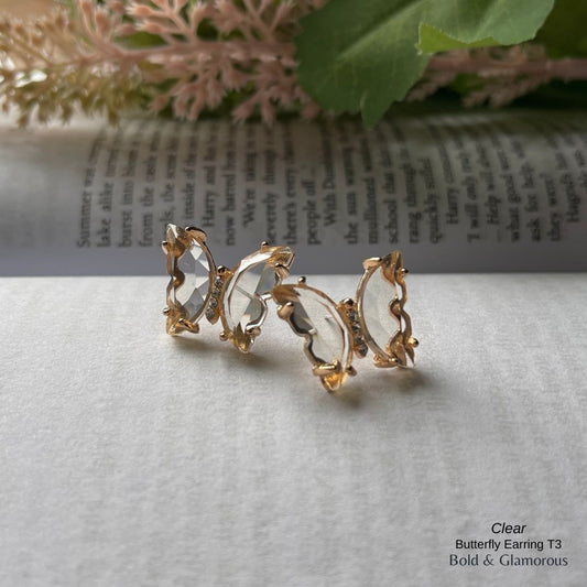Butterfly Earrings | Type 3 | BPTE3 | Clear