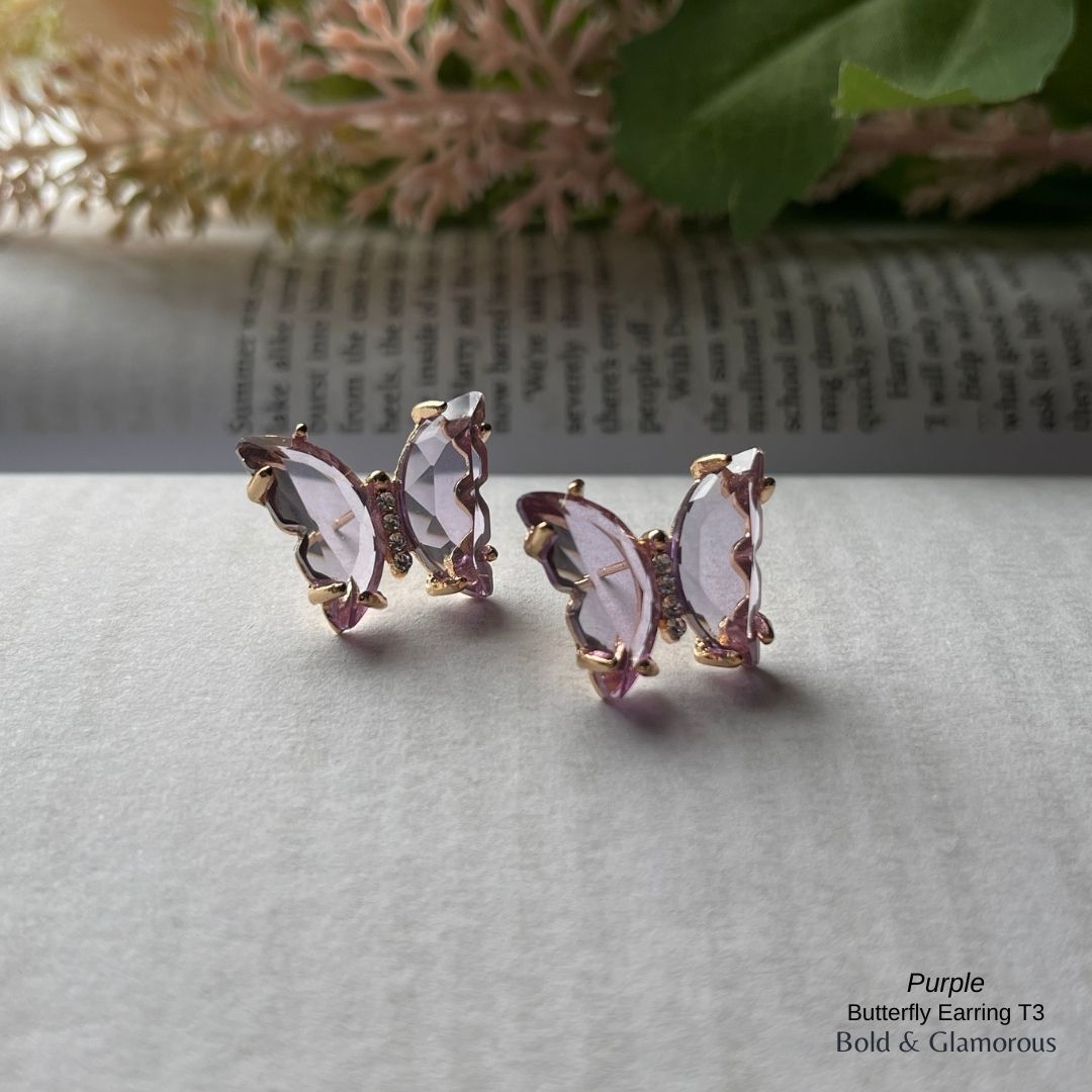 Butterfly Earrings | Type 3 | BPTE3 | Purple