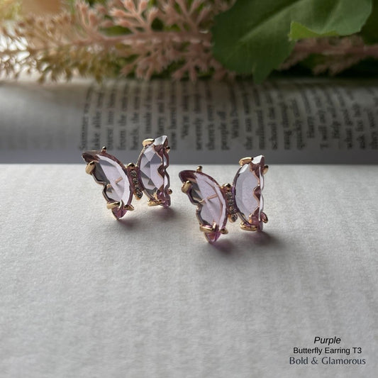 Butterfly Earrings | Type 3 | BPTE3 | Purple