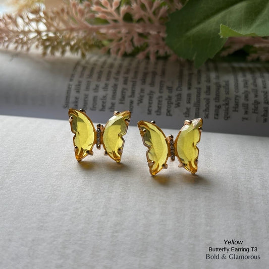 Butterfly Earrings | Type 3 | BPTE3 | Yellow