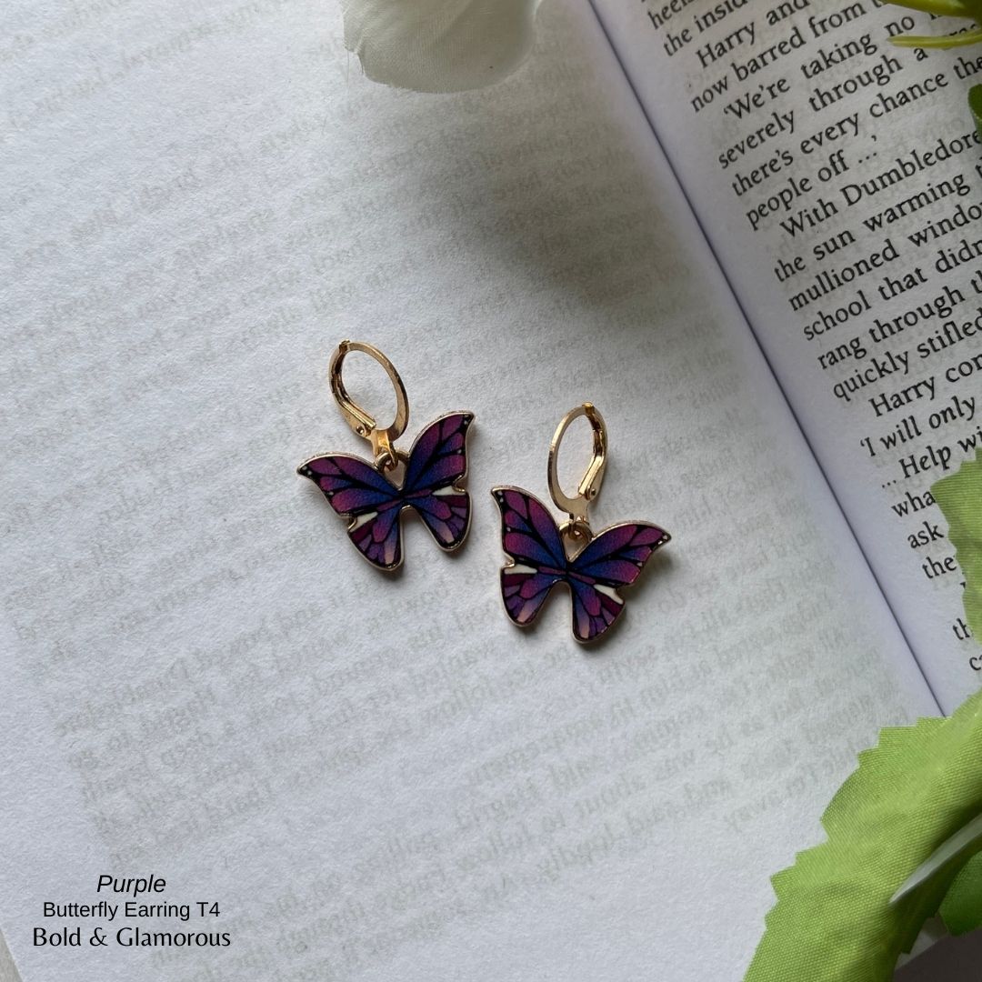 Butterfly Earrings | Type 3 | BPTE4 | Purple