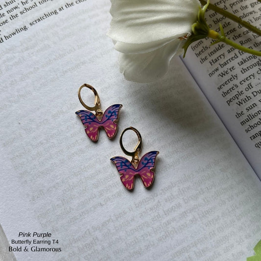 Butterfly Earrings | Type 4 | BPTE4 | Pink Purple