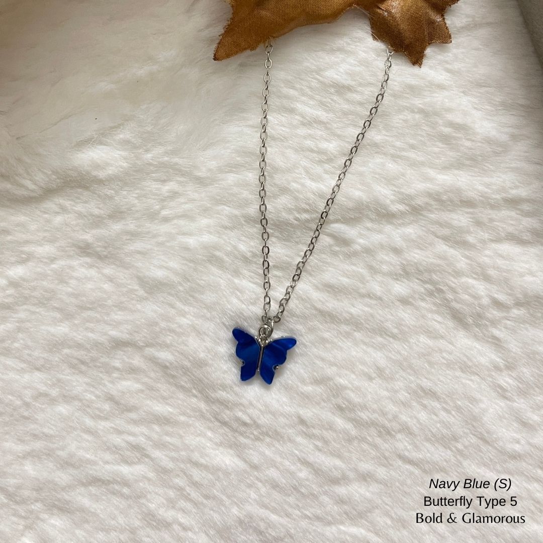 Butterfly Pendant | Type 5 | BPT5 | Navy Blue Silver