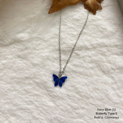 Butterfly Pendant | Type 5 | BPT5 | Navy Blue Silver