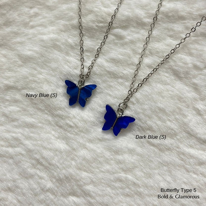 Butterfly Pendant | Type 5 | BPT5 | Navy Blue Silver