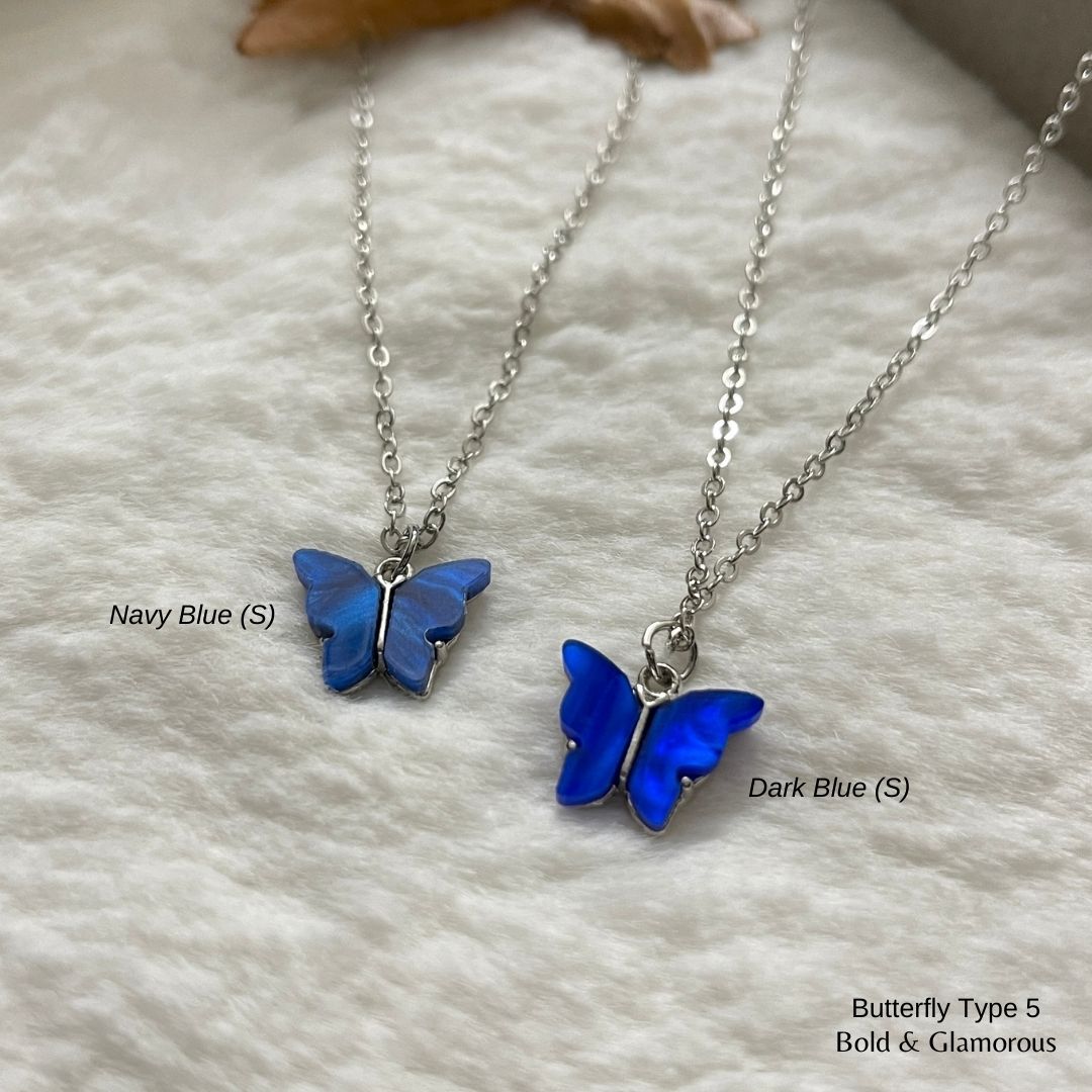 Butterfly Pendant | Type 5 | BPT5 | Navy Blue Silver