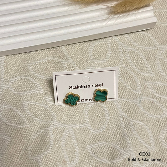 Clover Earrings | CE01 | Green