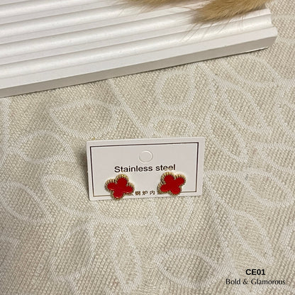 Clover Earrings | CE01 | Red
