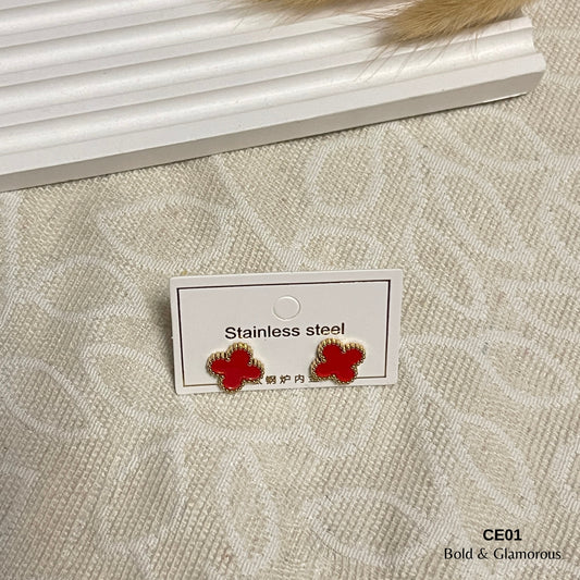 Clover Earrings | CE01 | Red