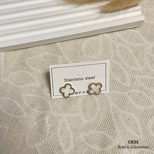 Clover Earrings | CE01 | White