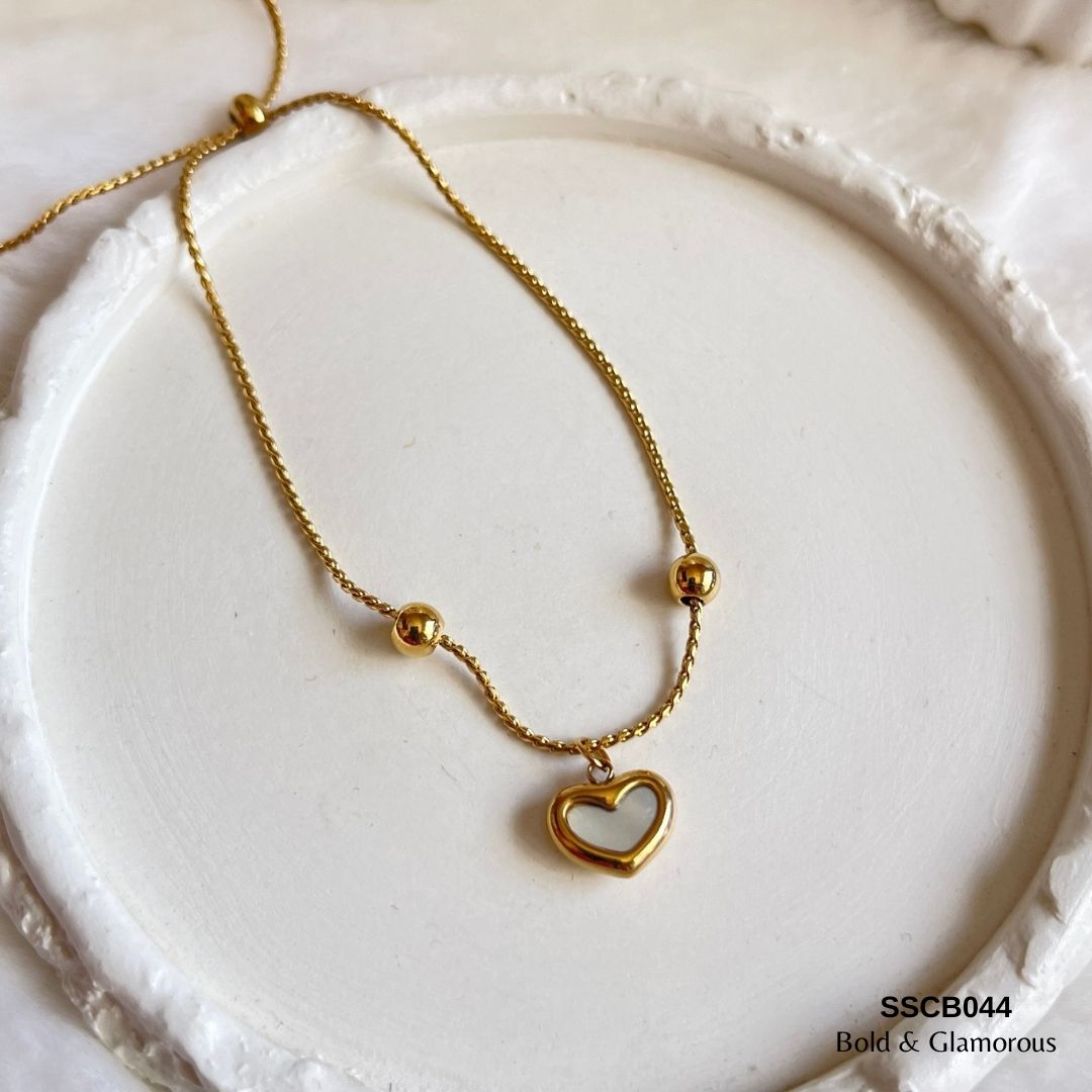 Chain Bracelet | SSCB044 | White Heart