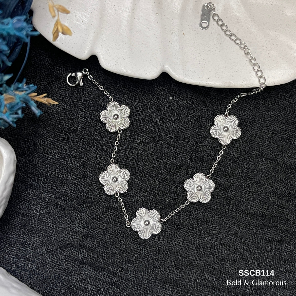 Chain Bracelet | SSCB114 | Five Clover Silver