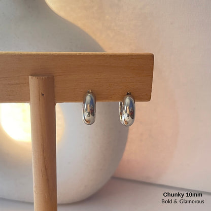 Chunky Hoop Earring | 10mm | Silver