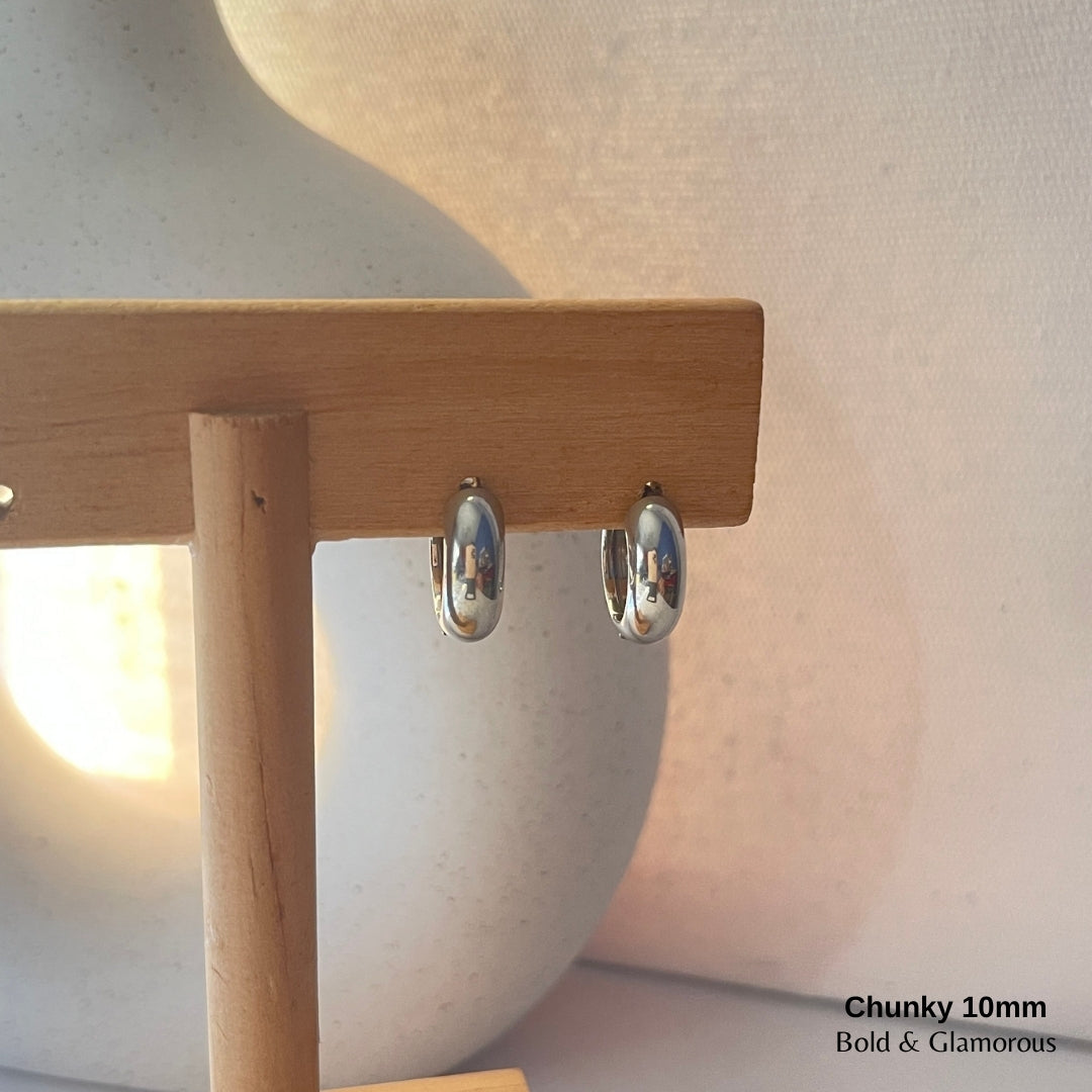 Chunky Hoop Earring | 10mm | Silver