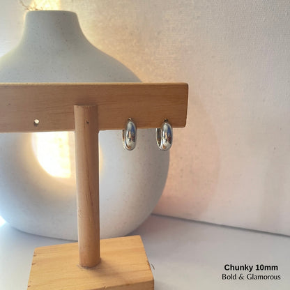 Chunky Hoop Earring | 10mm | Silver