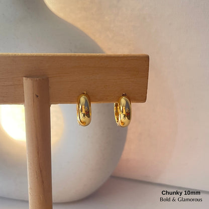 Chunky Hoop Earring | 10mm | Gold