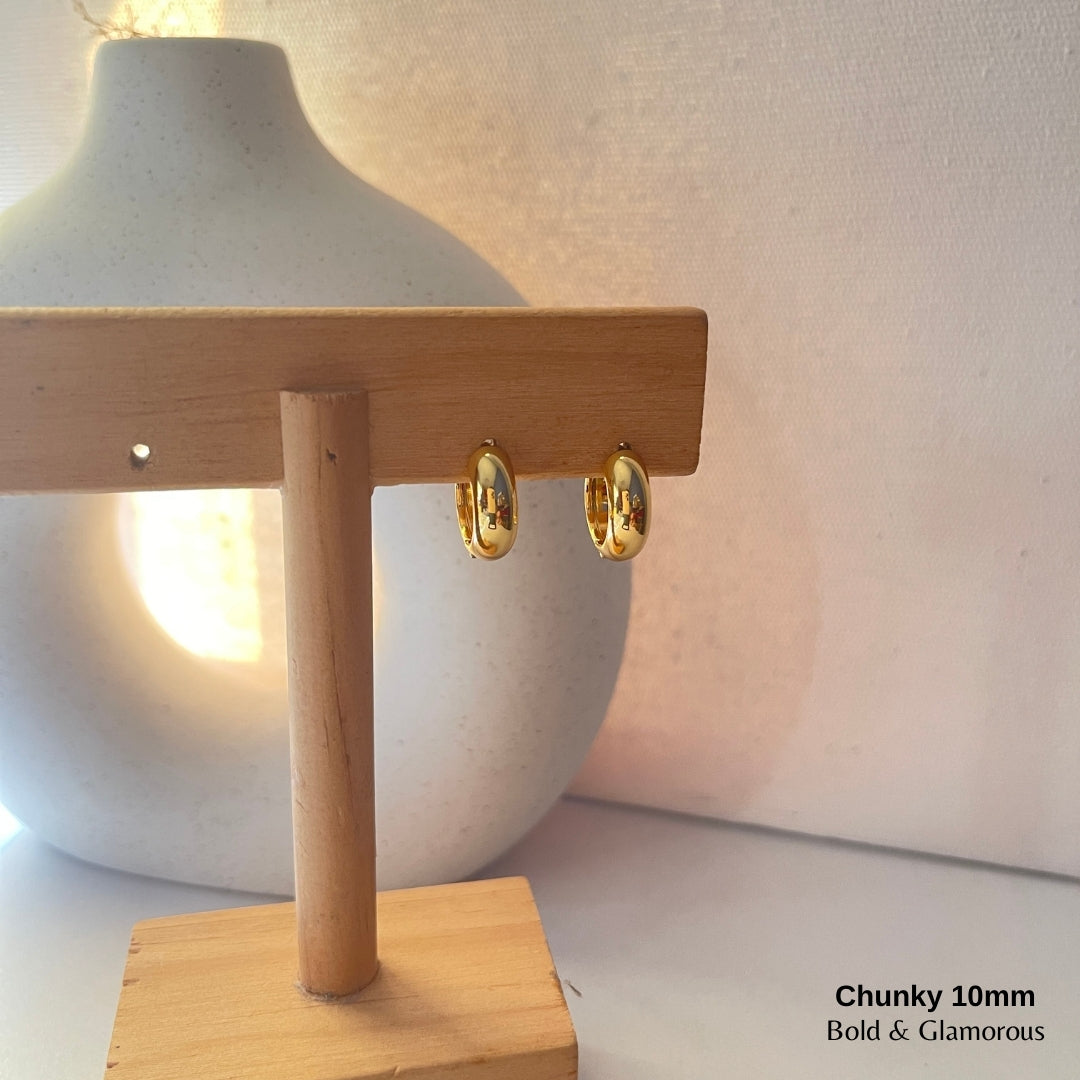 Chunky Hoop Earring | 10mm | Gold