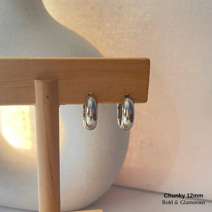 Chunky Hoop Earring | 12mm | Silver