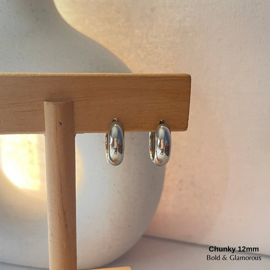 Chunky Hoop Earring | 12mm | Silver
