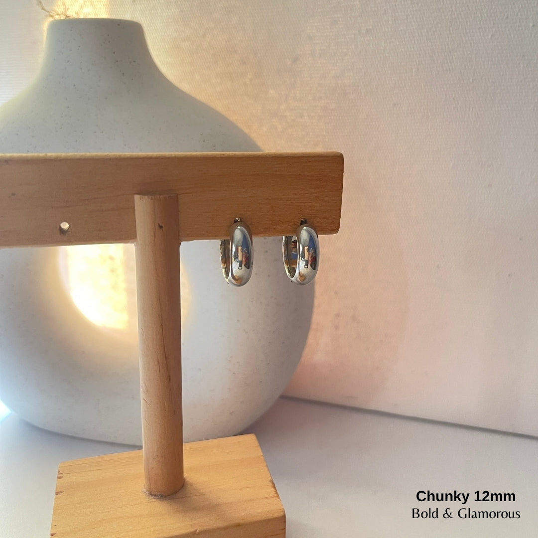 Chunky Hoop Earring | 12mm | Silver
