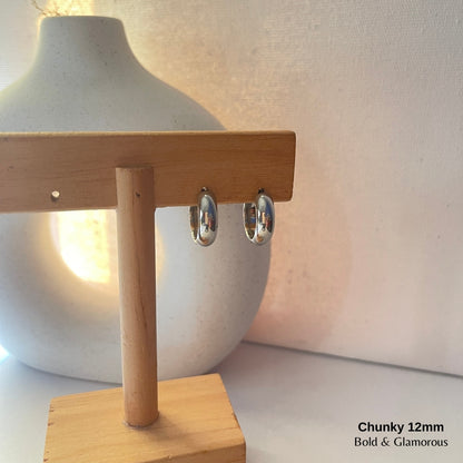 Chunky Hoop Earring | 12mm | Silver
