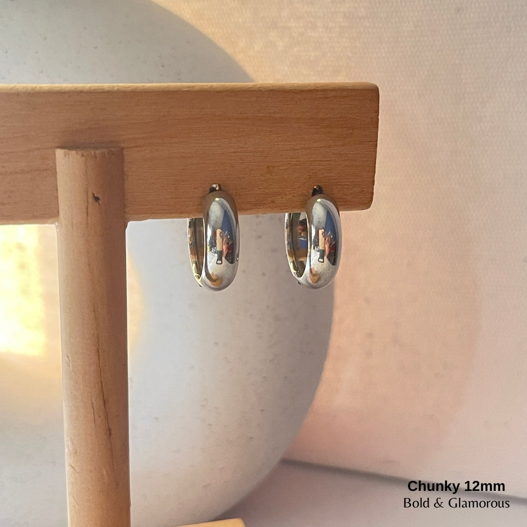 Chunky Hoop Earring | 12mm | Silver