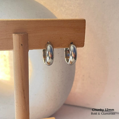 Chunky Hoop Earring | 12mm | Silver