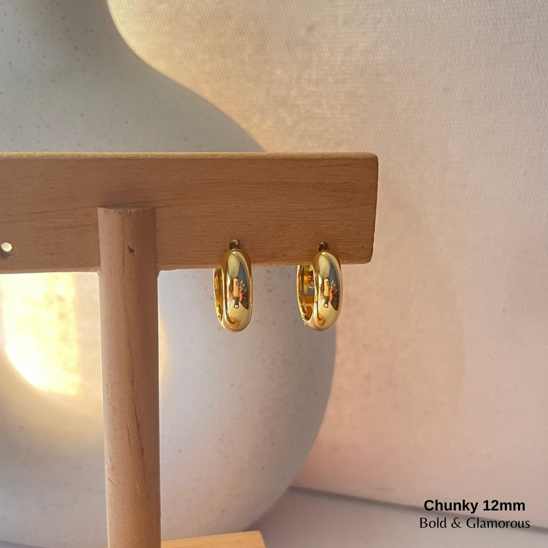 Chunky Hoop Earring | 12mm | Gold