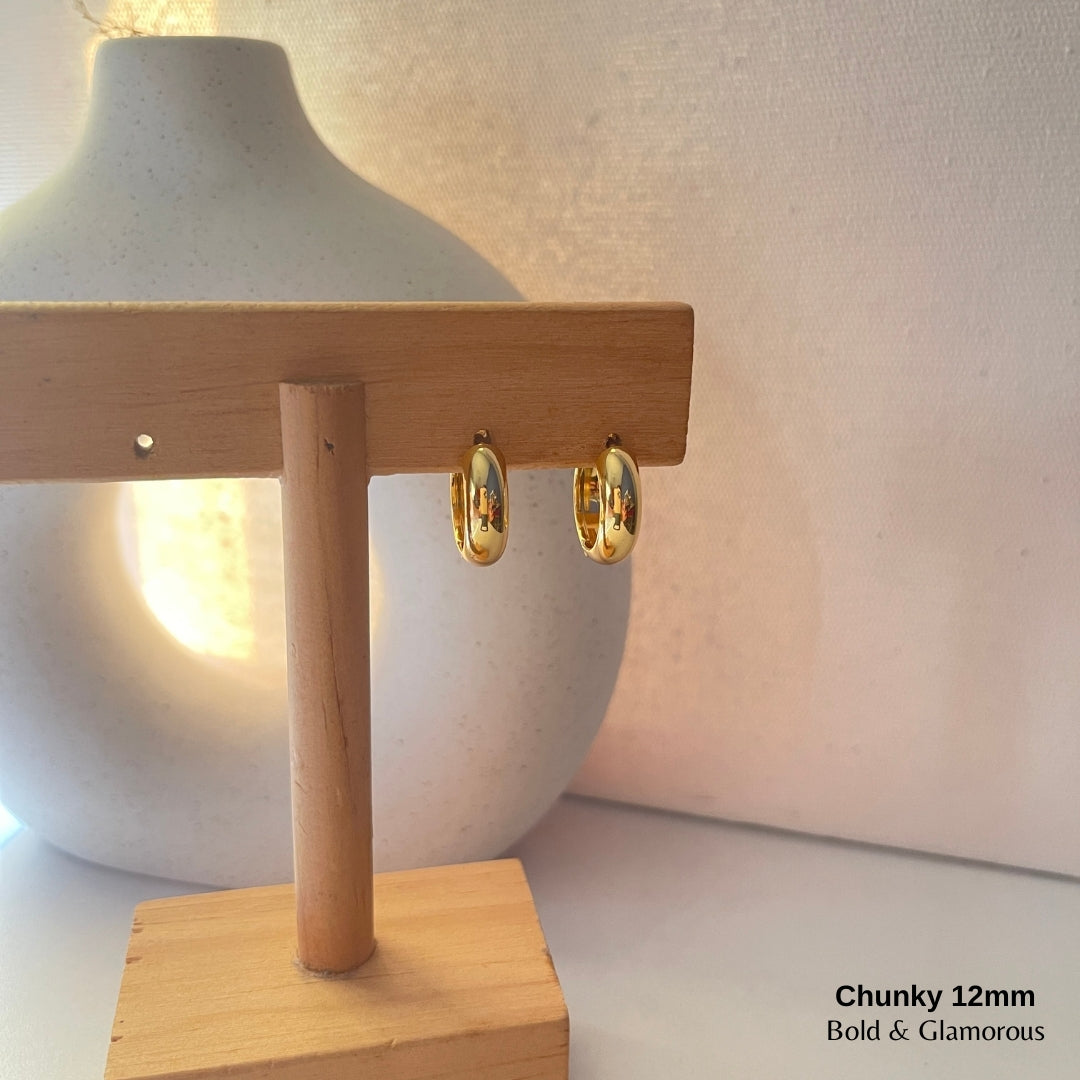 Chunky Hoop Earring | 12mm | Gold