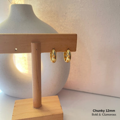 Chunky Hoop Earring | 12mm | Gold