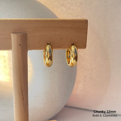 Chunky Hoop Earring | 12mm | Gold