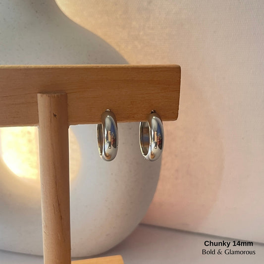 Chunky Hoop Earring | 14mm | Silver
