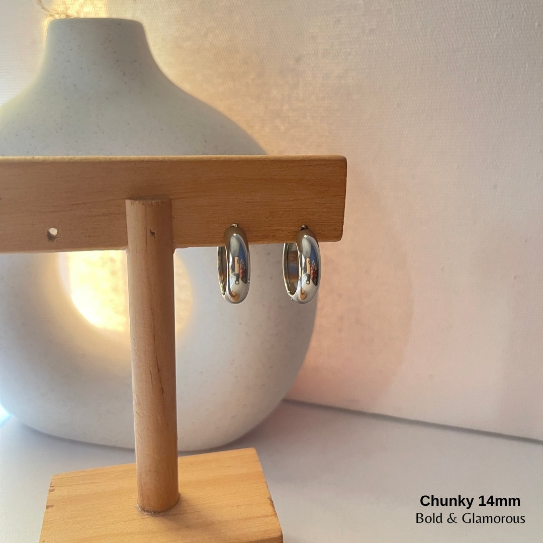 Chunky Hoop Earring | 14mm | Silver