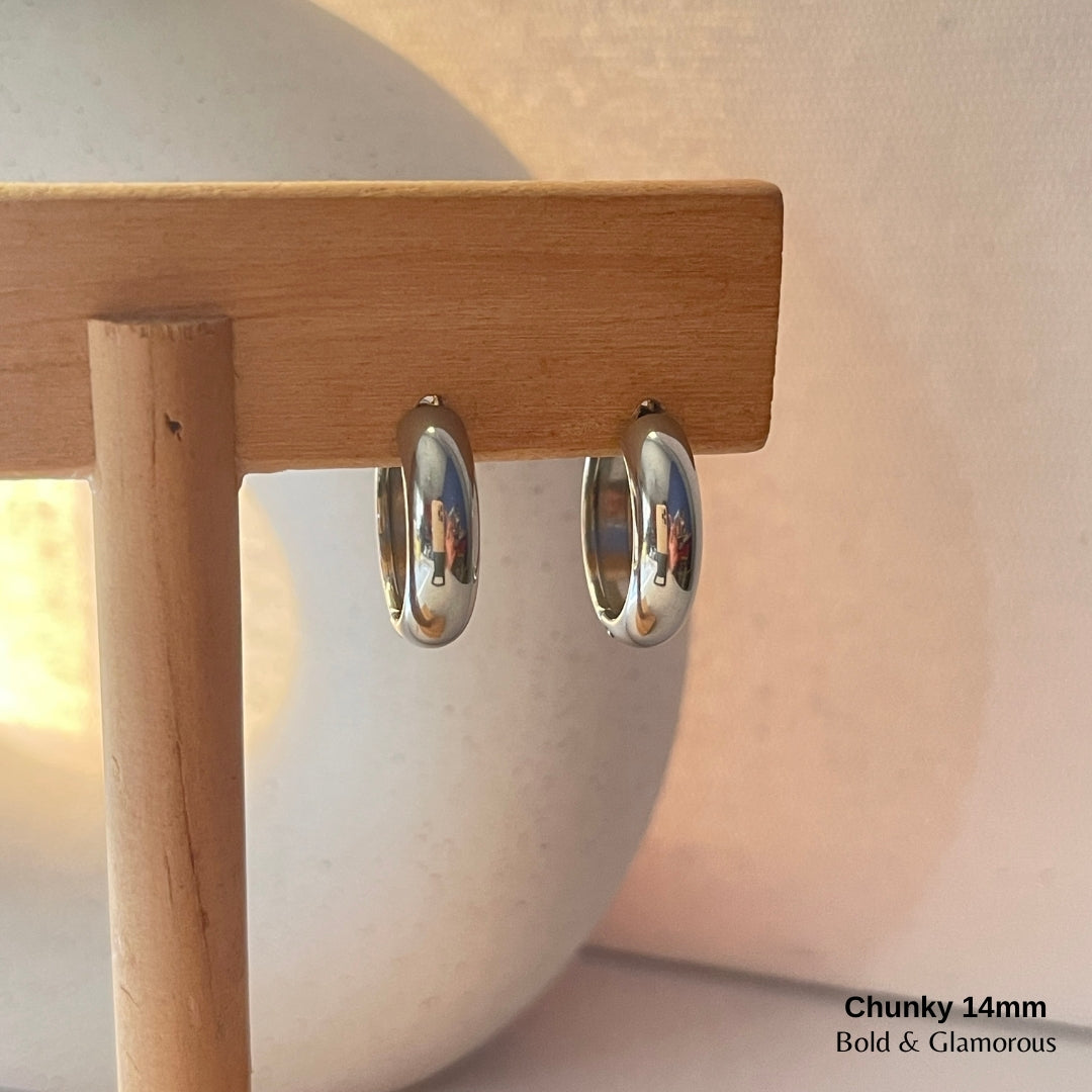 Chunky Hoop Earring | 14mm | Silver