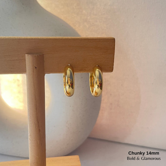 Chunky Hoop Earring | 14mm | Gold
