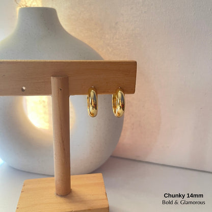 Chunky Hoop Earring | 14mm | Gold