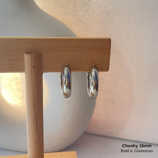 Chunky Hoop Earring | 16mm | Silver