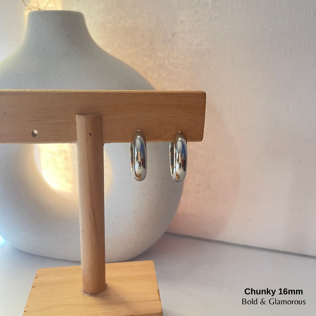 Chunky Hoop Earring | 16mm | Silver