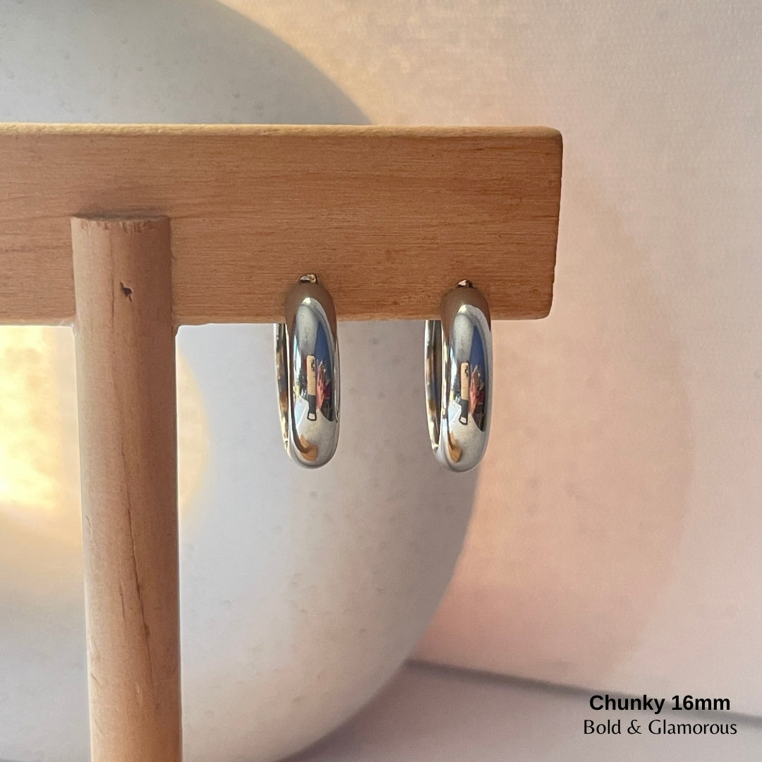 Chunky Hoop Earring | 16mm | Silver