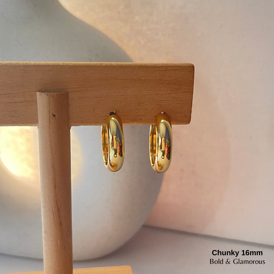 Chunky Hoop Earring | 16mm | Gold