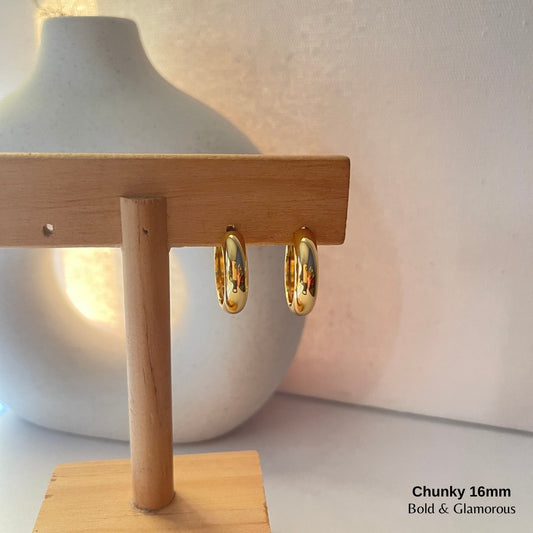 Chunky Hoop Earring | 16mm | Gold