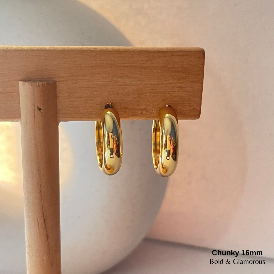 Chunky Hoop Earring | 16mm | Gold