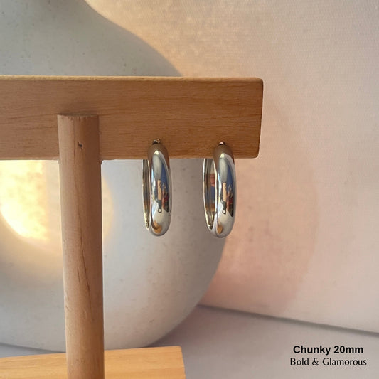 Chunky Hoop Earring | 20mm | Silver