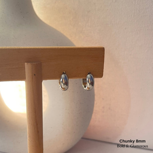 Chunky Hoop Earring | 8mm | Silver