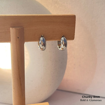 Chunky Hoop Earring | 8mm | Silver