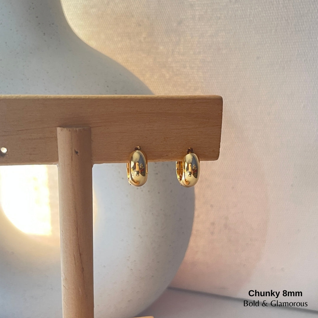 Chunky Hoop Earring | 8mm | Gold