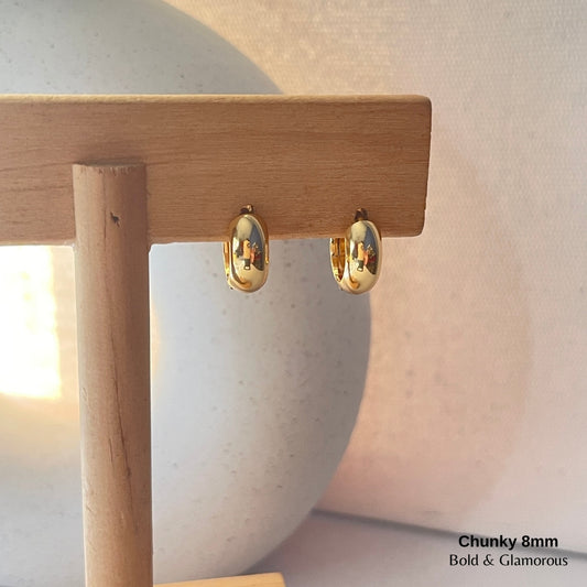 Chunky Hoop Earring | 8mm | Gold
