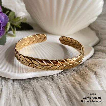Cuff Bracelet | CB039 | Braided Leaf