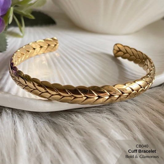 Cuff Bracelet | CB040 | Braided Leaf II